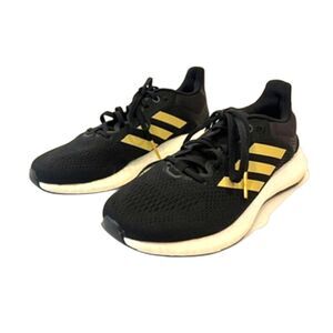 Adidas Black Gold Sneakers Pureboost 21 Size 7 Running Fabric Lace Up